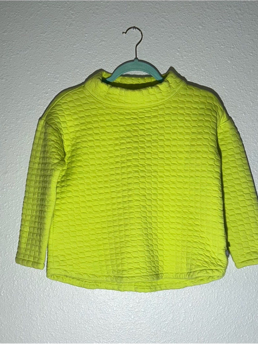 T by Talbots Petite Lime Green Textured Mock Neck Sweater Long Sleeve Pullover